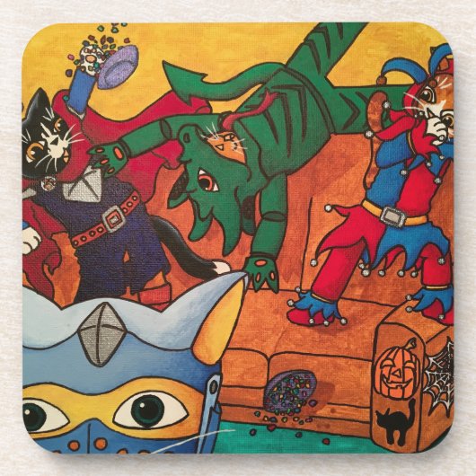 Halloween Medieval Knight Costume Cats Drankjes Onderzetter (Voorkant)