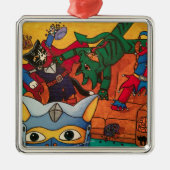 Halloween Medieval Knight Costume Cats Metalen Ornament (Voorkant)