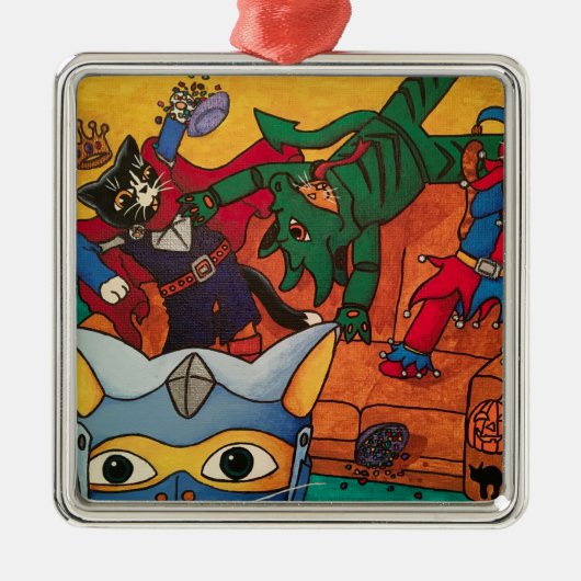 Halloween Medieval Knight Costume Cats Metalen Ornament (Voorkant)