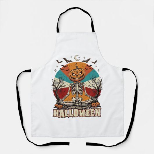 Halloween Mediterende Pompoen Skelet Retro Zon Ba Schort (Voorkant)