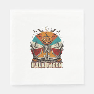 Halloween Mediterende Pompoen Skelet Retro Zon Ba Servet