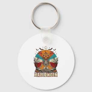 Halloween Mediterende Pompoen Skelet Retro Zon Ba Sleutelhanger