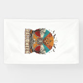 Halloween Mediterende Pompoen Skelet Retro Zon Ba Spandoek (Horizontaal)