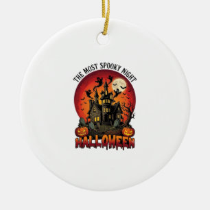Halloween Meest Griezelige Nacht Spokenhuis Geeste Keramisch Ornament