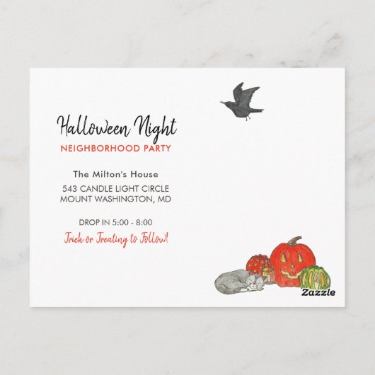 Halloween Meet, Greet, en Treat Party Uitnodiging (Achterkant)