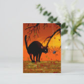 Halloween Meeting - Black Cat and Spider Briefkaart (Staand voorkant)