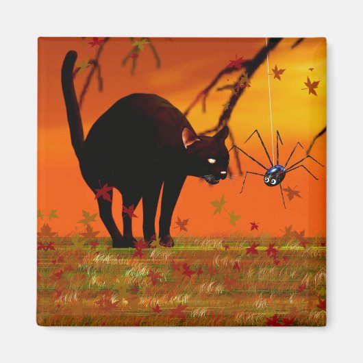 Halloween Meeting - Black Cat and Spider Magneet (Voorkant)