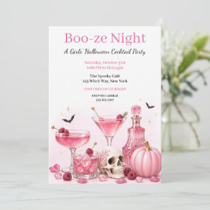 Halloween Meidenavond Roze Cocktailparty Kaart