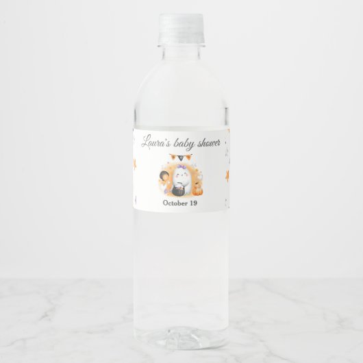Halloween Meisje Baby shower Boo Water Fles Label Waterfles Etiket (Voorkant)