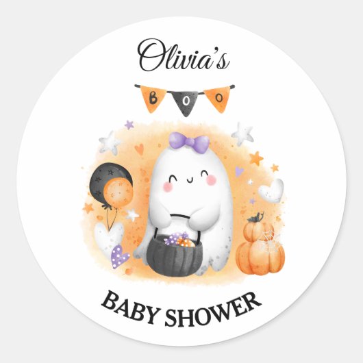 Halloween Meisje Baby shower Leuke Geest Sticker (Voorkant)