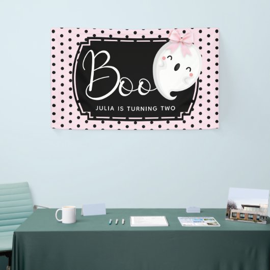 Halloween Meisje Boo Tweede verjaardag Spandoek (Beurs)
