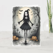 Halloween Meisje Feestdagen Kaart (Voorkant)