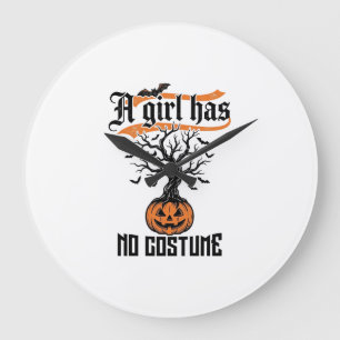 Halloween Meisje Geen Kostuum Vintage Pompoen_1 Grote Klok