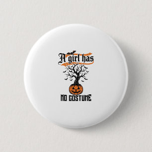 Halloween Meisje Geen Kostuum Vintage Pompoen_1 Ronde Button 5,7 Cm