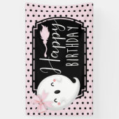 Halloween Meisje Gelukkige Verjaardag Roze Zwart Spandoek (Verticaal)