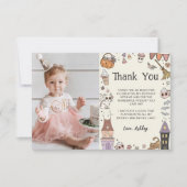 Halloween Meisje Ghost Verjaardag Foto Dank u Kaar Bedankkaart (Voorkant)