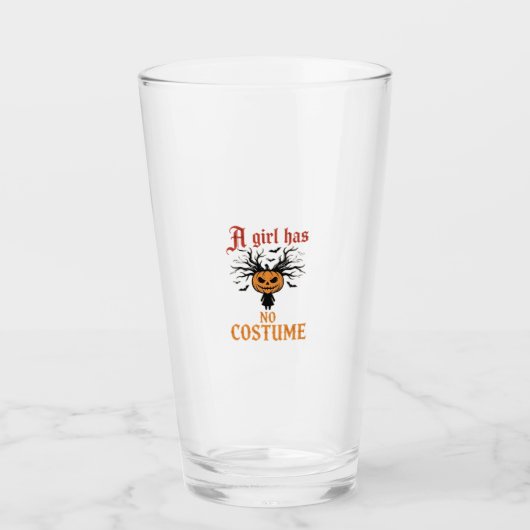 Halloween Meisje Heeft Geen Kostuum Pompoen Glas (Voorkant)