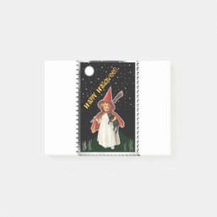 Halloween - Meisje met bezem en zwarte kat Post-it® Notes