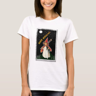 Halloween - Meisje met bezem en zwarte kat T-shirt