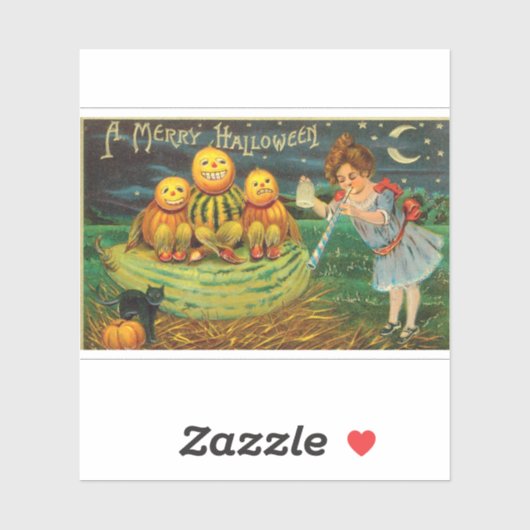  Halloween meisje met pompoenen Sticker (Vel)