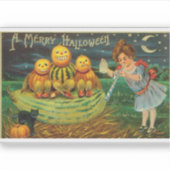  Halloween meisje met pompoenen Sticker (Voorkant)