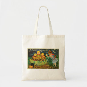 Halloween meisje met pompoenen Tote Bag