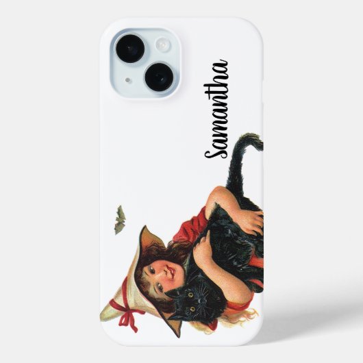halloween, meisje met zwarte kat Case-Mate iPhone case (Achterkant)