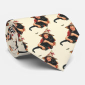 halloween, meisje met zwarte kat stropdas (Opgerold)