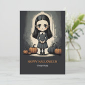 Halloween meisje platte kerstkaart (Staand voorkant)