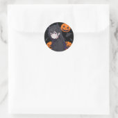 Halloween meisje ronde sticker (Tas)