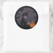 Halloween meisje ronde sticker (Tas)