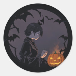 Halloween meisje ronde sticker