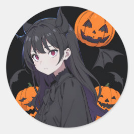 Halloween meisje ronde sticker