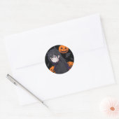 Halloween meisje ronde sticker (Envelop)