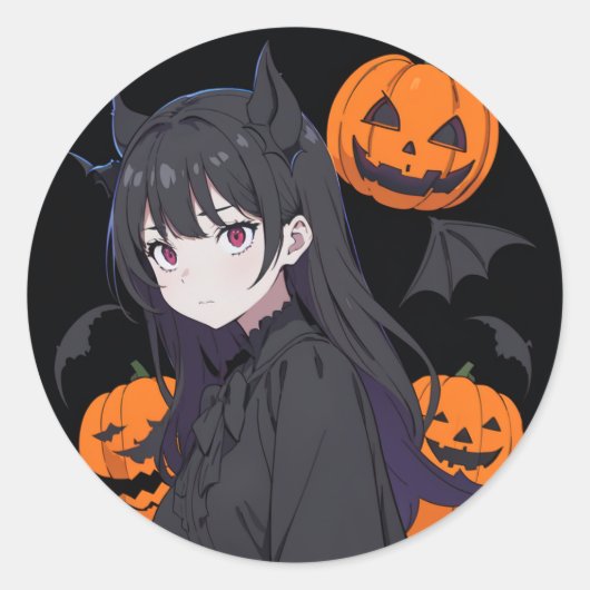 Halloween meisje ronde sticker (Voorkant)
