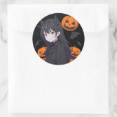Halloween meisje ronde sticker (Tas)