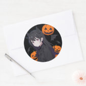 Halloween meisje ronde sticker (Envelop)