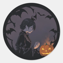 Halloween meisje ronde sticker