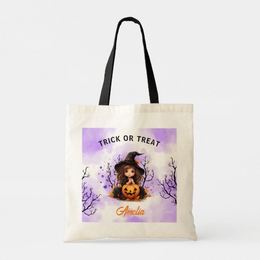 Halloween Meisje Schattige Kleine Heks Snoep Tote Bag (Achterkant)