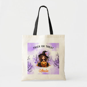 Halloween Meisje Schattige Kleine Heks Snoep Tote Bag
