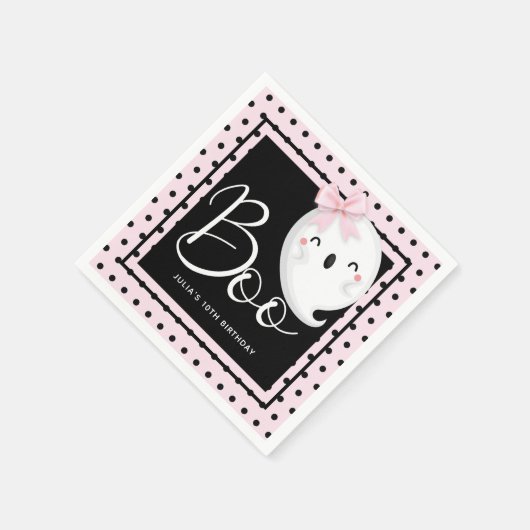 Halloween Meisje Verjaardag Gepersonaliseerd Roze  Servet (Hoek)