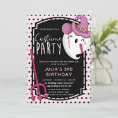 Halloween Meisje Verjaardag Kostuum Feest Kaart (Staand voorkant)