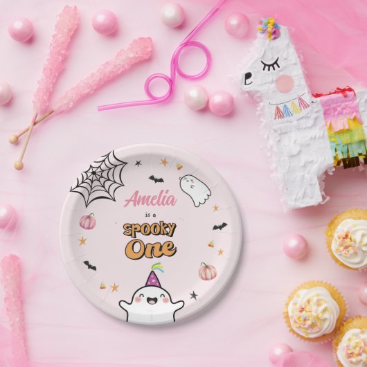 Halloween Meisje Verjaardag Spooky One Papieren Bordje (Feest)