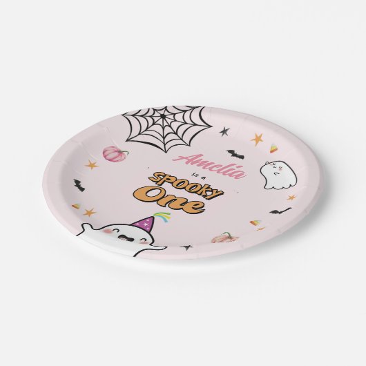 Halloween Meisje Verjaardag Spooky One Papieren Bordje (Gekanteld)