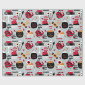 Halloween Meisje Verjaardagstaart Naam Enge Plezie Cadeaupapier (Vlak)