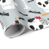 Halloween Meisje Verjaardagstaart Naam Leeftijd Cadeaupapier (Rol Hoek)