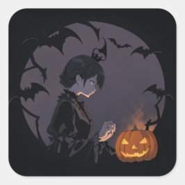 Halloween meisje vierkante sticker
