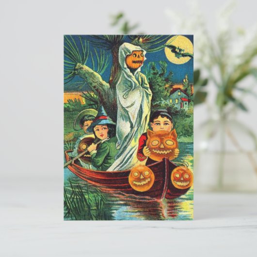  halloween-meisjes en pompoenen aan boord (Staand voorkant)