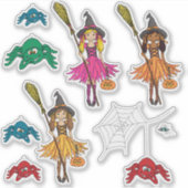 Halloween meisjes en spin grafisch sticker (Voorkant)