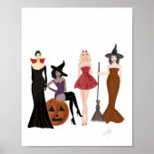 Halloween meisjes, mode schets, heksen, poster (Voorkant)